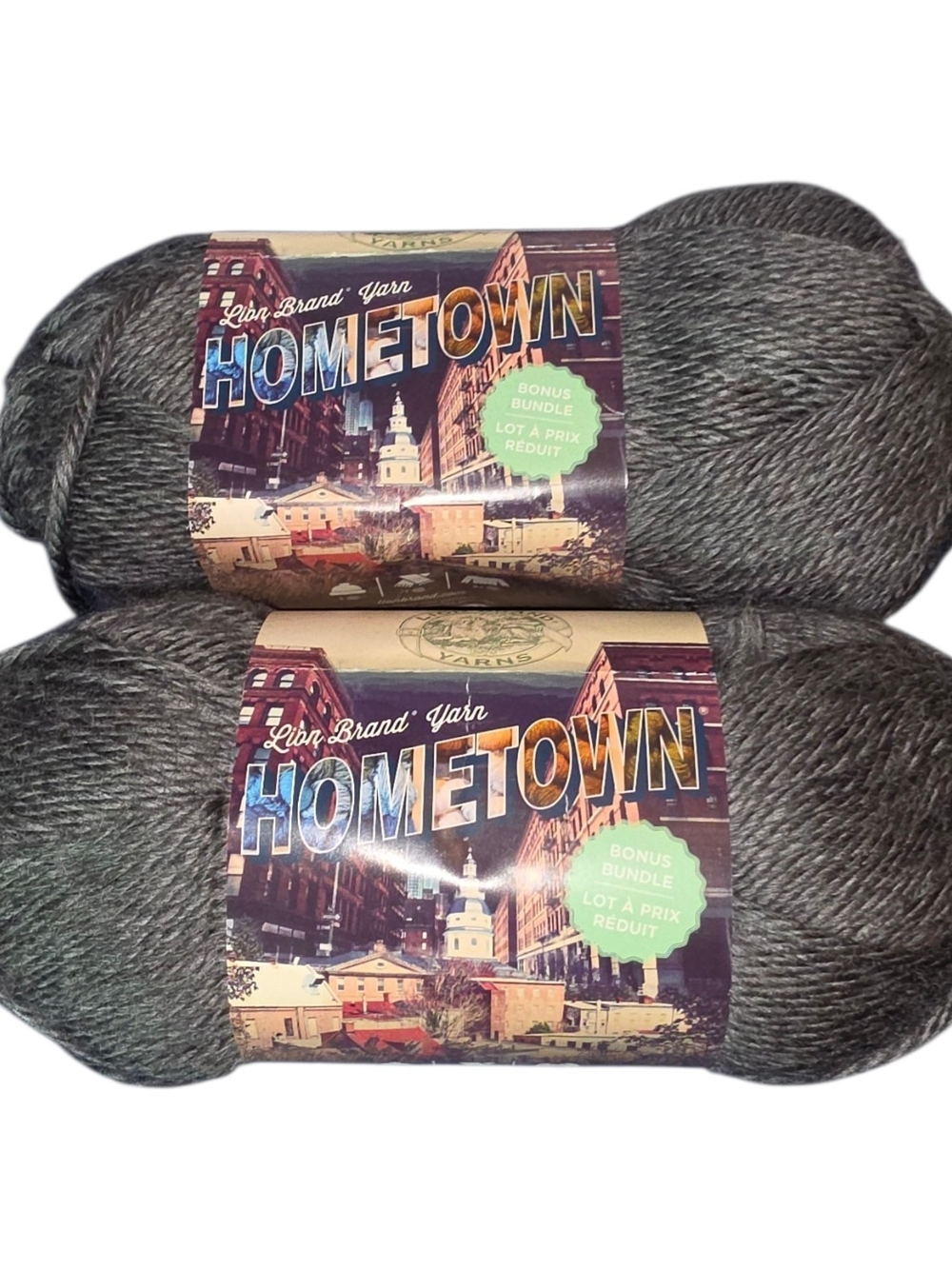Lion Brand Hometown Bonus Bundle Yarn Chicago Charcoal Set of 2 DISCONTINUED